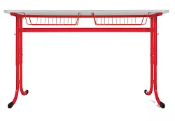 Školský stôl TITAN PLUS dvojmiestny s košíkom - v. 59 až 82 cm - Zelená/Biela