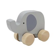 Drevený slon na kolieskach