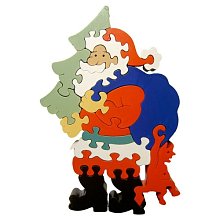 Drevené puzzle - Santa Claus so stromčekom