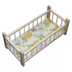 Drevená postieľka pre bábiku prírodnú (60 cm)