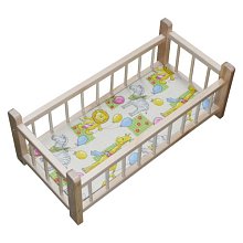 Drevená postieľka pre bábiku prírodnú (60 cm)