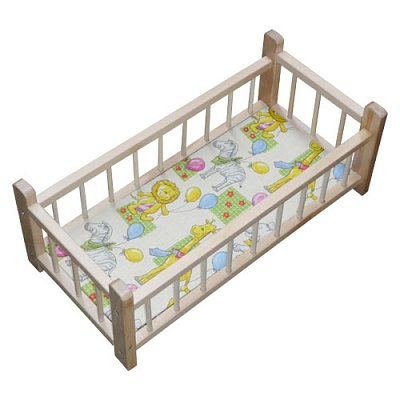 Drevená postieľka pre bábiku prírodnú (60 cm)