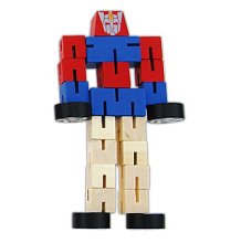 Drevený auto-robot modročervený