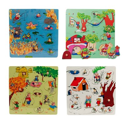 Drevené puzzle s úchytmi (sada 4 ročných období)