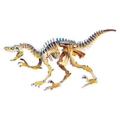 Drevené 3D puzzle - Velociraptor farebný