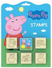 Veľké drevené pečiatky - Prasiatko Peppa 5 + 1 rôzne motívy