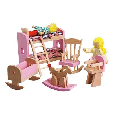 Drevený nábytok pre bábiky - Detská izba