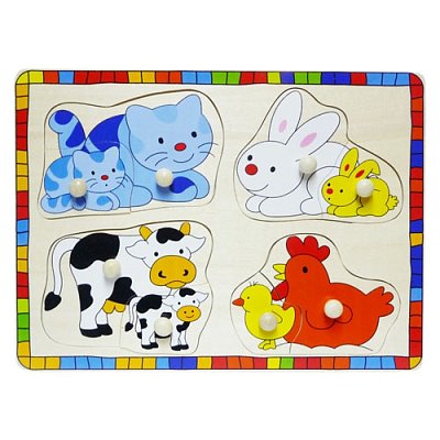 Drevené puzzle s úchytmi - Veľké zvieratká domáce