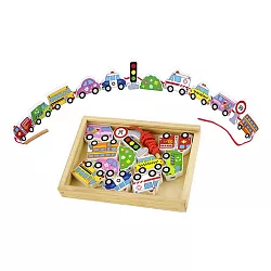 Drevená navliekacia sada - Autá