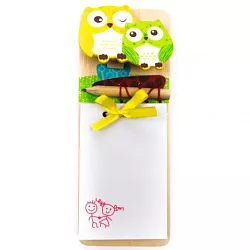 Poznámkový blok s ceruzkou - Sovy