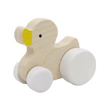 Drevená kačička na kolieskach