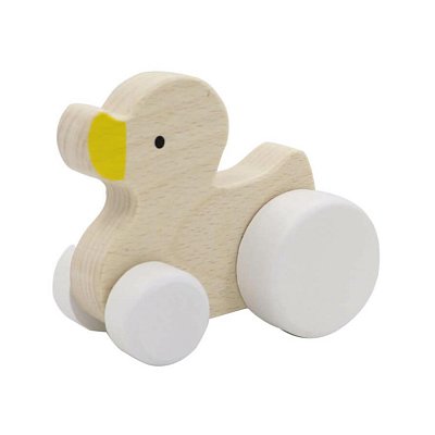 Drevená kačička na kolieskach