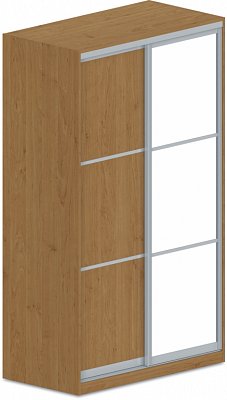 Šatníková skriňa s posuvnými dverami so zrkadlom 120x62x205cm - Buk biely