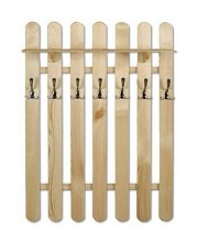 Vešiaková stena z masívnej borovice 81x22x102cm - Sivá