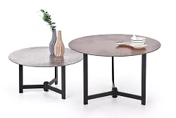 Sestava dvou konferenčních stolků Twins 70x43, 60x30cm - Černá/Hnědá