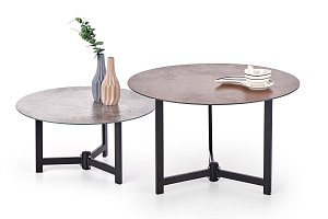 Zostava dvoch konferenčných stolíkov Twins 70x43, 60x30cm - Čierna/Hnedá