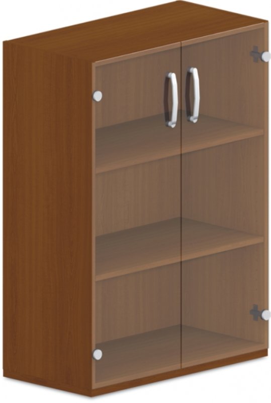 Skříň policová, prosklená dvířka 80x42x110cm - Šedá