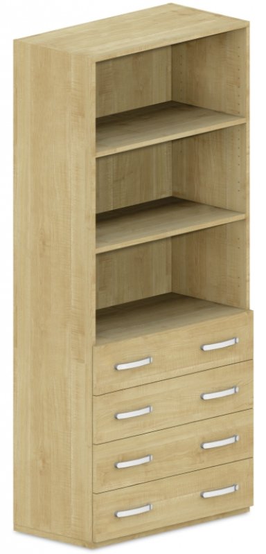 Skříň policová, zásuvky/niky 80x42x180cm - Šedá