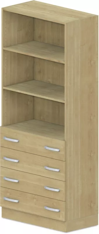 Skriňa policová, zásuvky / niky 80x42x187, 5cm - Javor