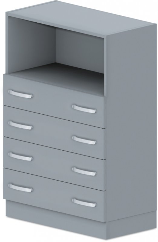 Skriňa policová, zásuvky / niky 80x42x117, 5cm - Sivá