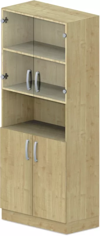 Skriňa policová, presklené dvierka 80x42x187, 5cm - Javor