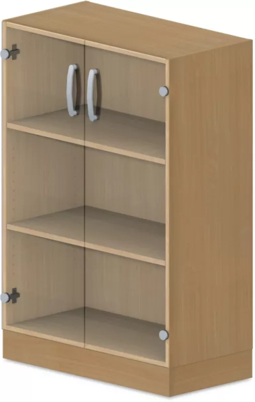 Skriňa policová, presklené dvierka 80x42x117, 5cm - Sivá