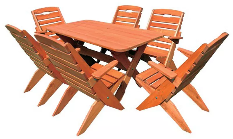 Záhradný set z masívneho smrekového dreva - Dub