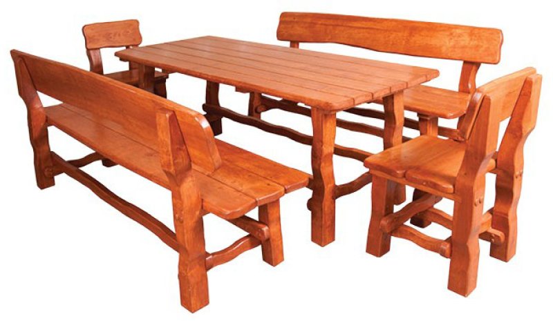 Záhradný set z masívneho jelšového dreva, lakovaný - Jelša prírodná