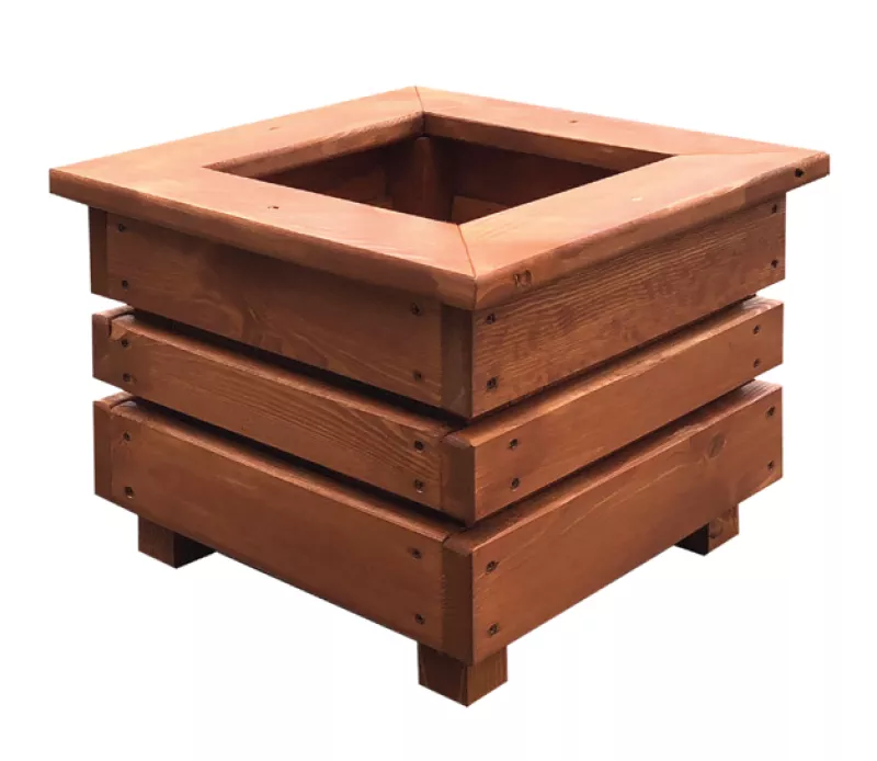Kvetináč štvorcový z masívneho smrekového dreva 44x44x36cm - Dub