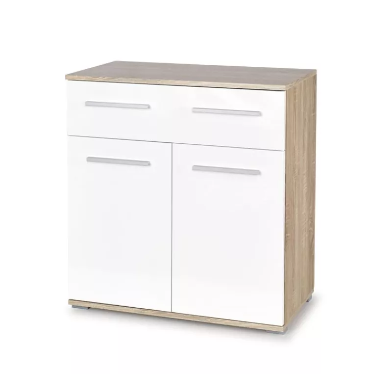 Komoda 77x40x82cm - Biela/dub sonoma