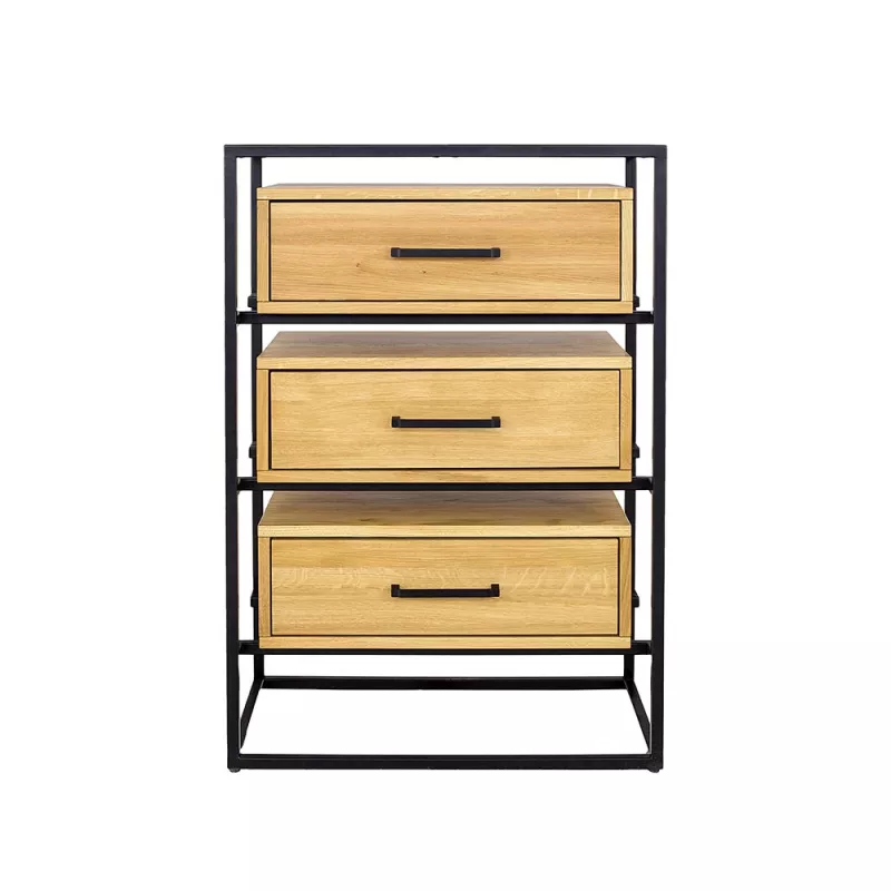 Komoda kombinovaná z masívneho prírodného dubu 70x42x100cm - Dub bielený