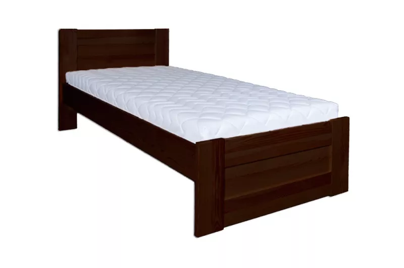 Postel z masivní borovice, jednolůžko 80x200cm - Ořech