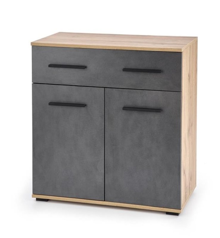 Komoda 77x40x82cm - Sivá/dub rustikál (votán)
