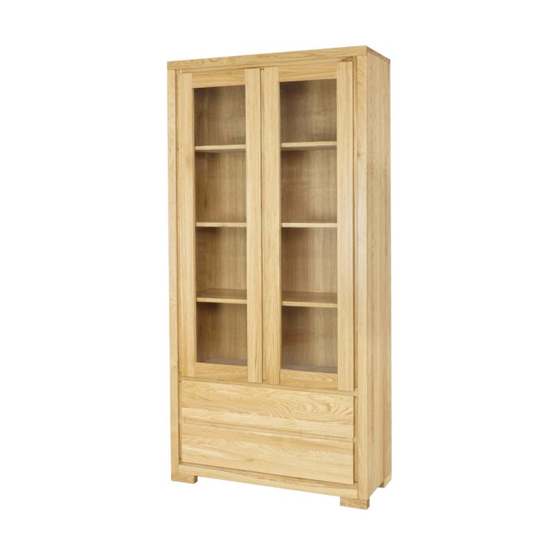 Presklená vitrína z masívneho prírodného dubu 95x40x195cm - Dub medový