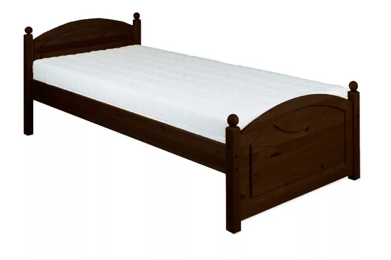 Posteľ z masívnej borovice, jednolôžko 100x200cm - Orech