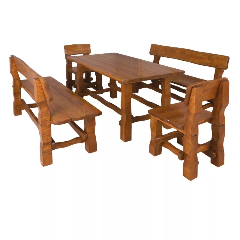 Záhradný set z masívneho jelšového dreva, lakovaný - Jelša prírodná