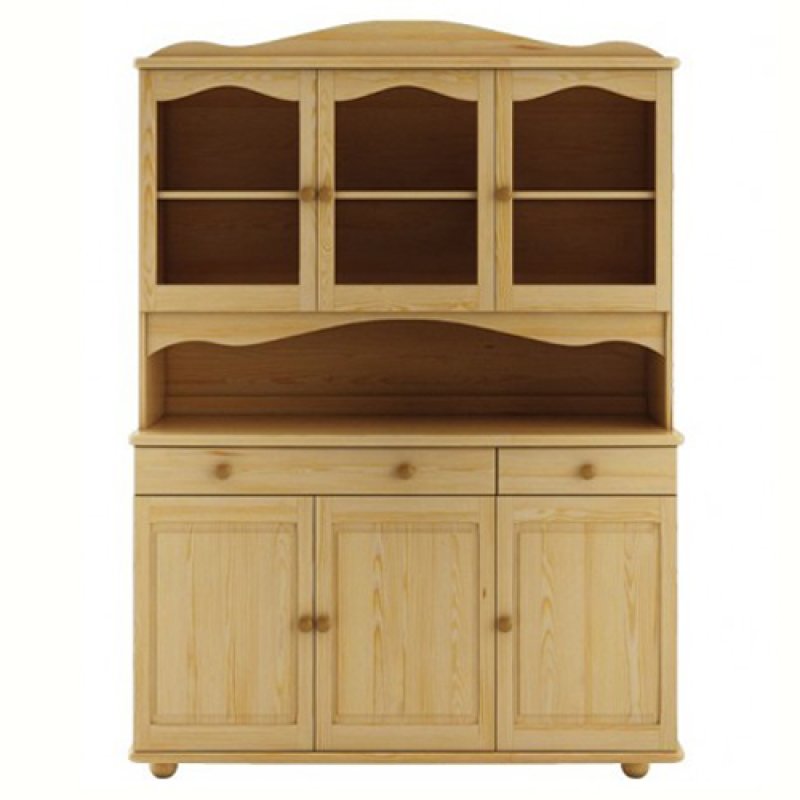 Vitrína z masívnej borovice 133x47x190cm - Sivá