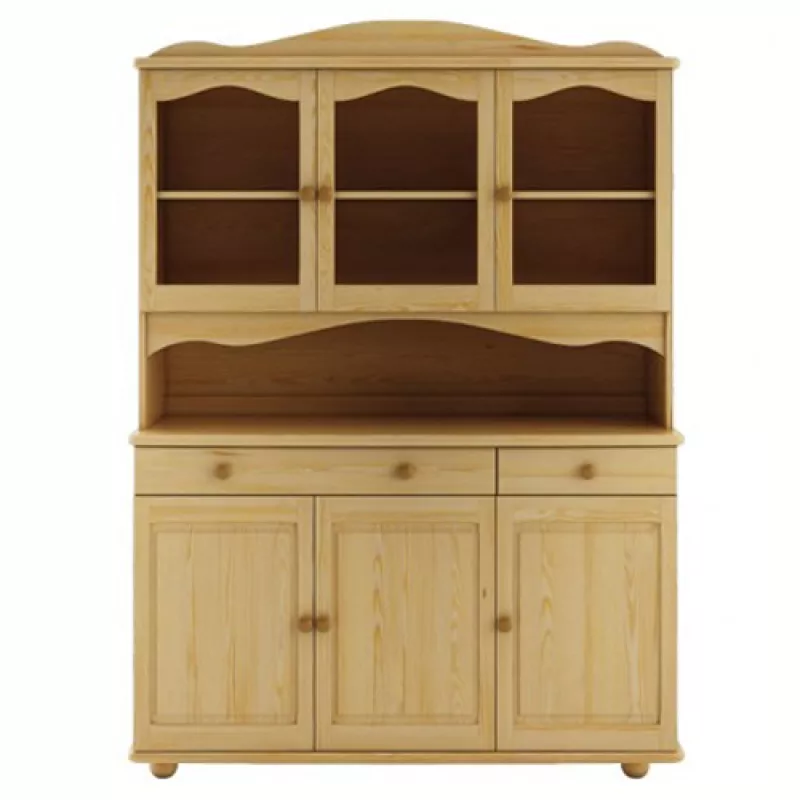 Vitrína z masivní borovice 133x47x190cm - Šedá