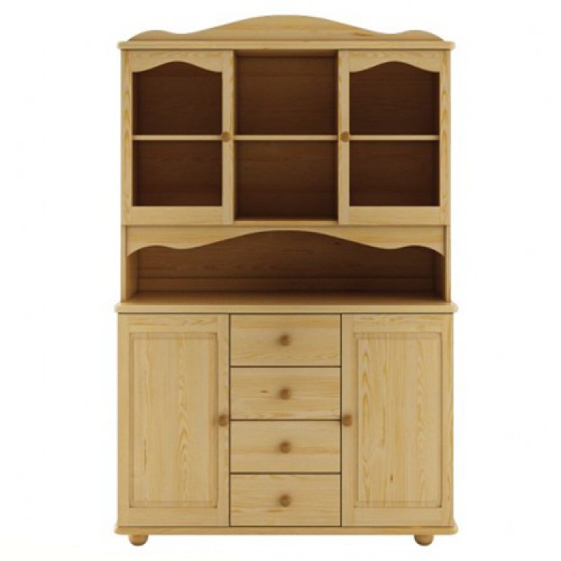 Vitrína z masivní borovice 118x47x190cm - Šedá