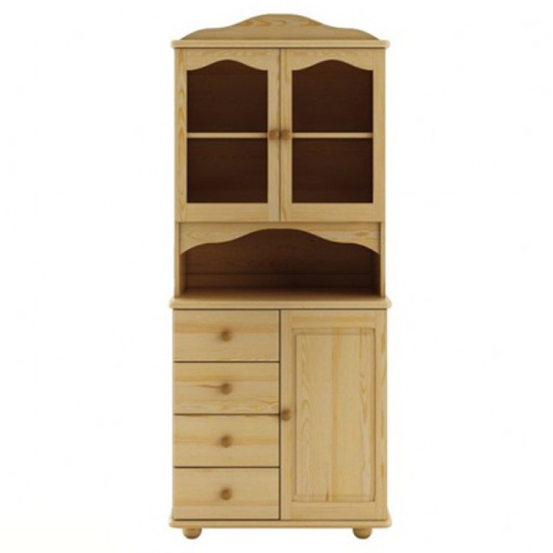 Vitrína z masivní borovice 80x47x190cm - Šedá