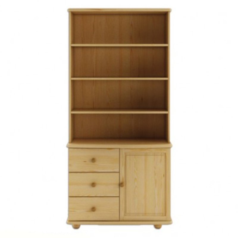 Knižnica z masívnej borovice 81x40x190cm - Sivá