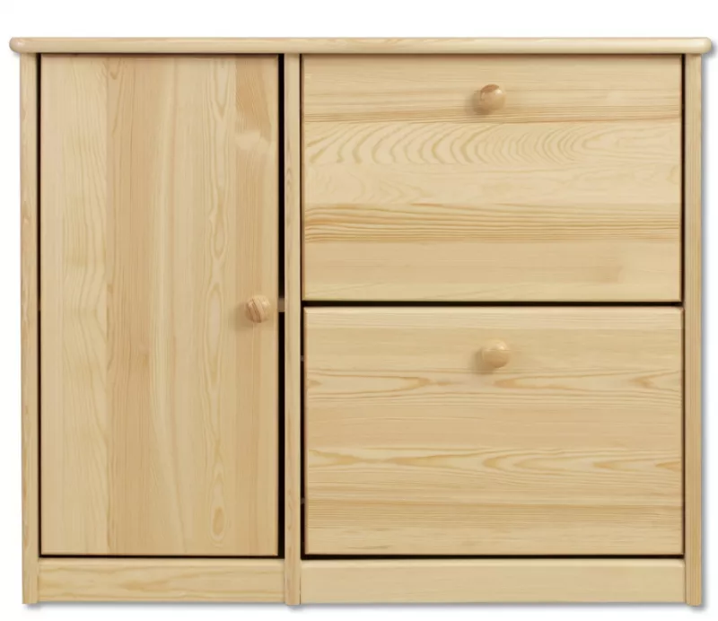 Botník s výklopnými zásuvkami z masívnej borovice 90x29x80cm - Dub