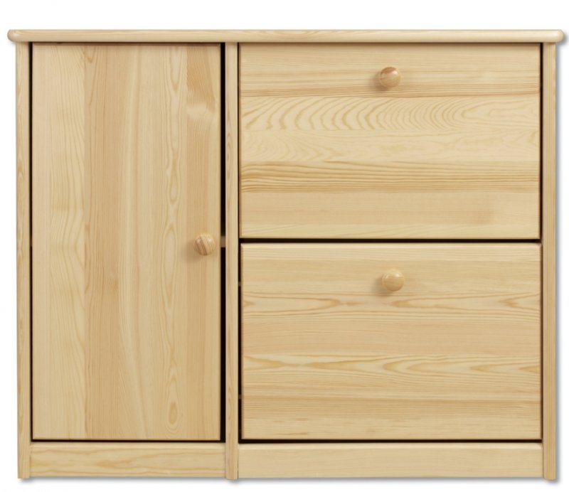 Botník s výklopnými zásuvkami z masívnej borovice 90x29x80cm - sivá