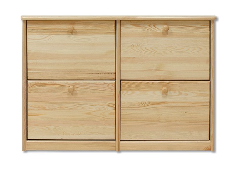 Botník s výklopnými zásuvkami z masívnej borovice 110x29x80cm - sivá