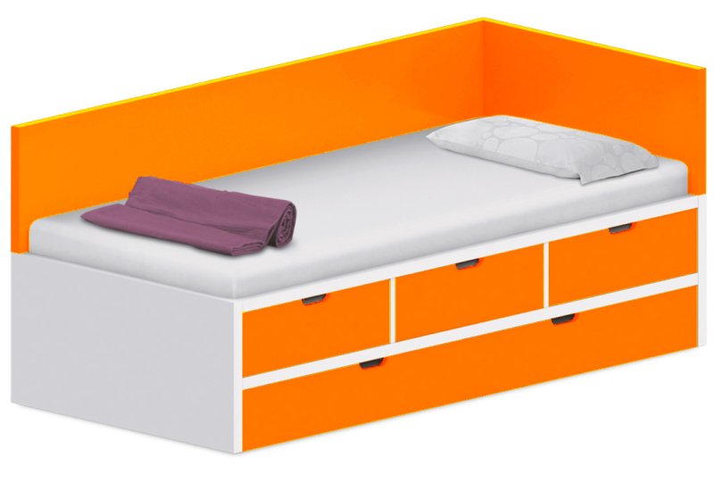 Lôžko biele 90x200cm - Chilli red