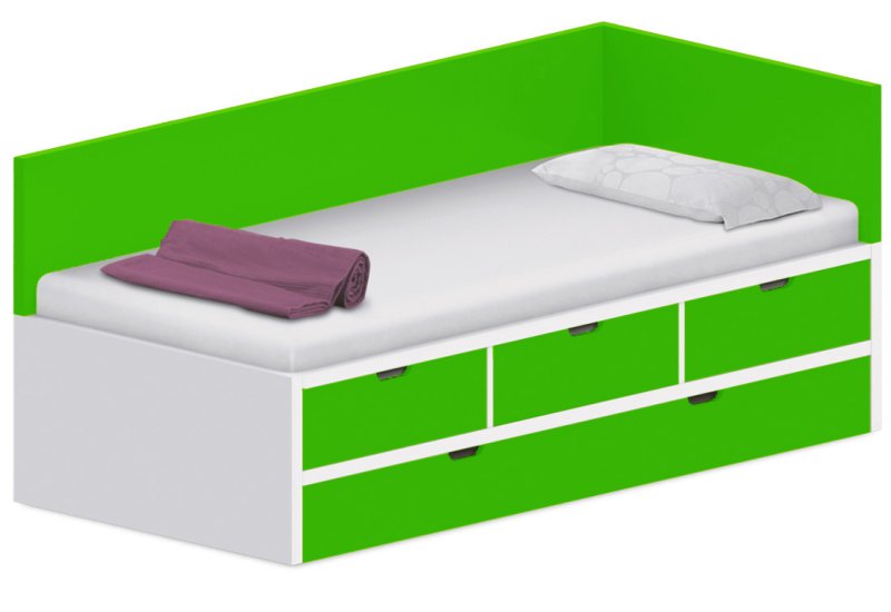 Lôžko biele 90x200cm - Chilli red