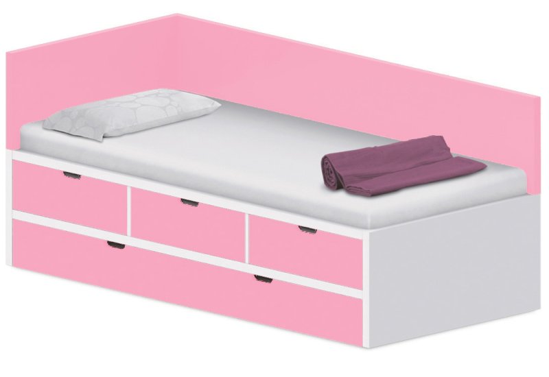 Lôžko biele 90x200cm - Chilli red