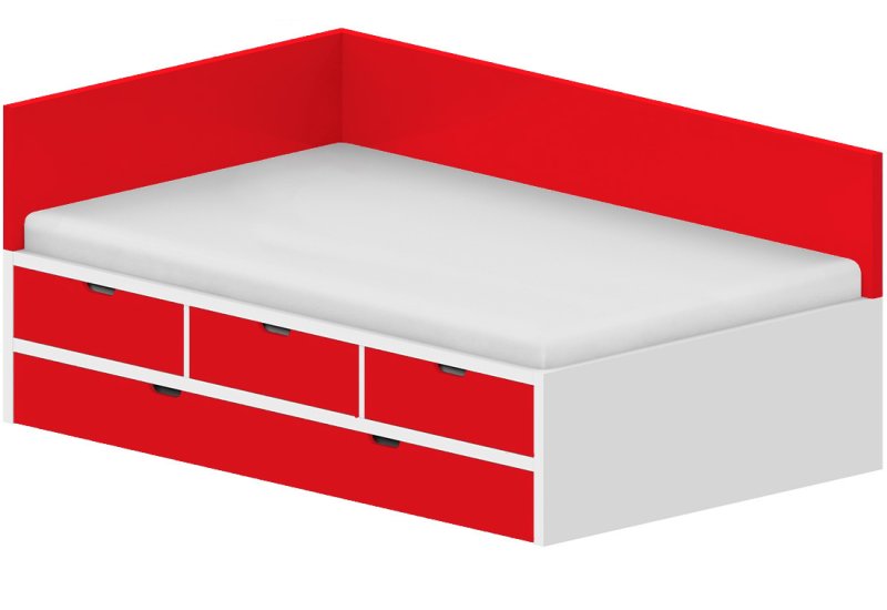 Dětská postel 120x200cm s úložným prostorem Anna - Chilli red