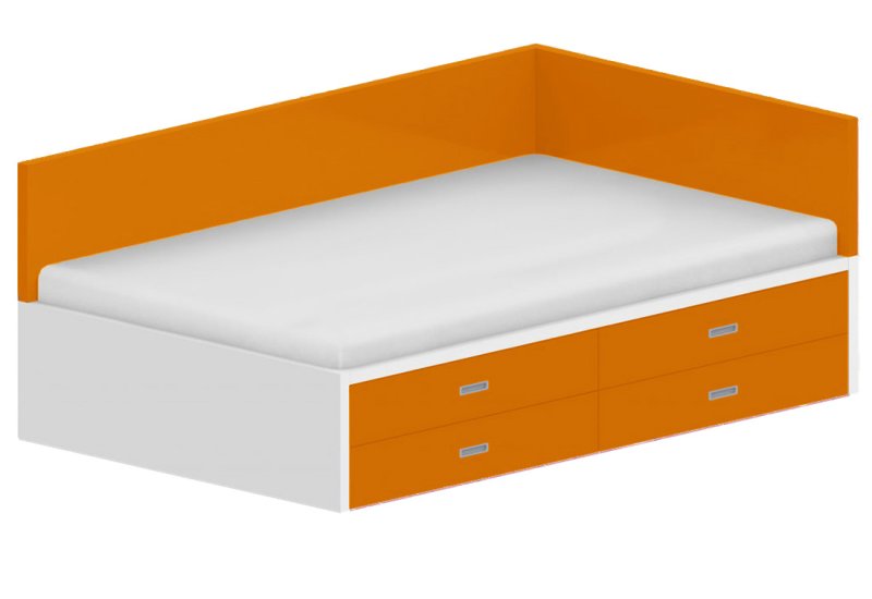 Lôžko biele 120x200cm - Chilli red