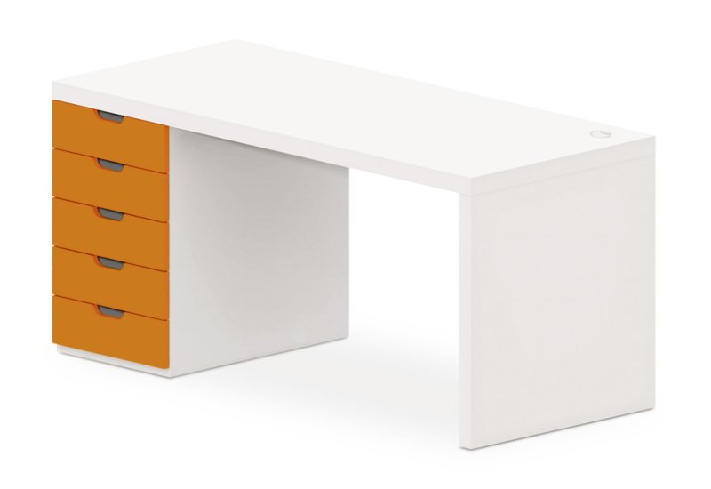 Stôl so zásuvkovým kontajnerom 160x70cm - Chilli red